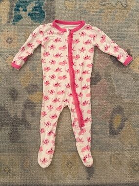 Kickee Pants Pink Fox Print Bamboo Footed One-Piece